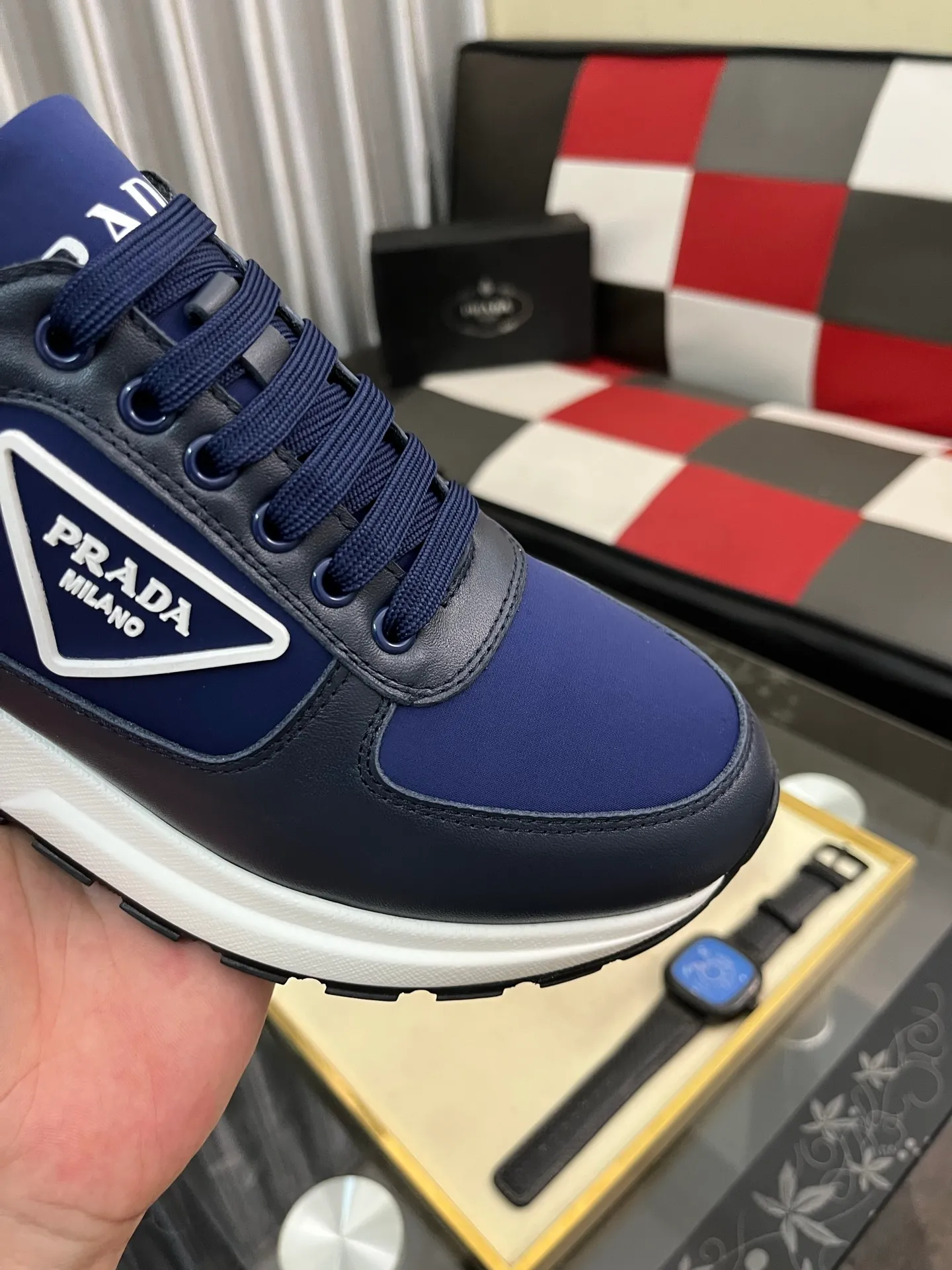 Men's shoes 💰420⌚️⌚️Prada•PRADA original quality.~ Unique modern style sneakers. 🏃A must-have casual shoe for trendy men😍😍 Original brand imported from Italy, imported original leather, sheep lining (refuses to discolor and grind feet) Sole: Original sole provided by the original factory, French lazy style design ⚠️Fit to the feet, original quality, super comfortable original sole. It’s like shooting the real thing🎬The real thing is better, high-quality sneakers Size: 38-444️⃣Colors available